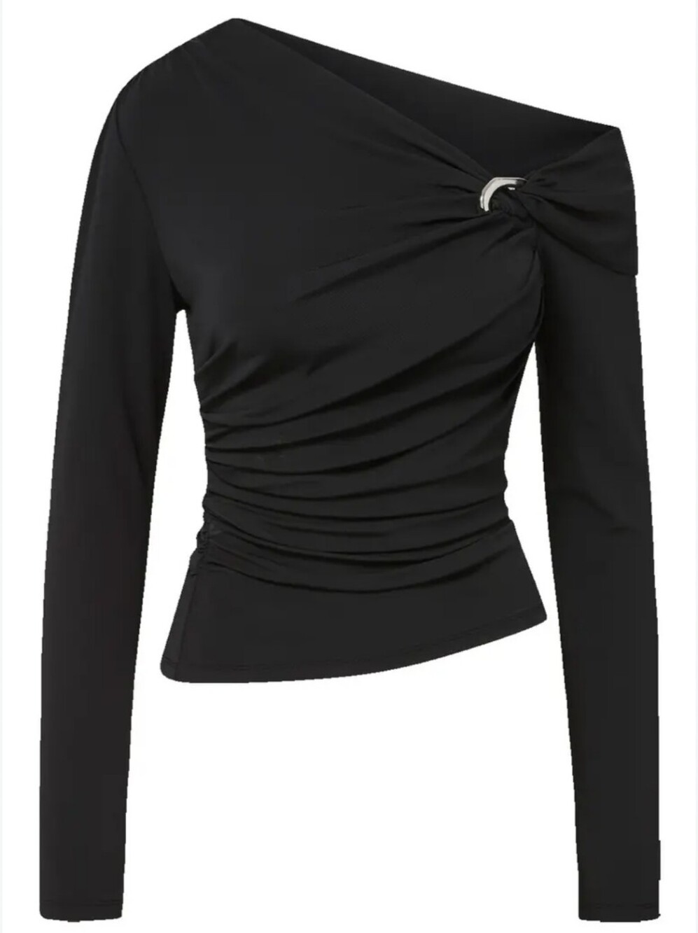 VERONIKA BEARD LOZEA ONE-SHOULDER TOP IN BLACK /SIZE: MEDIUM